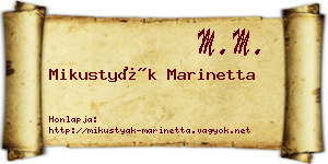 Mikustyák Marinetta névjegykártya